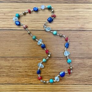 NWOT Artisan Handcrafted Lapis Turquoise Beaded Necklace 10”